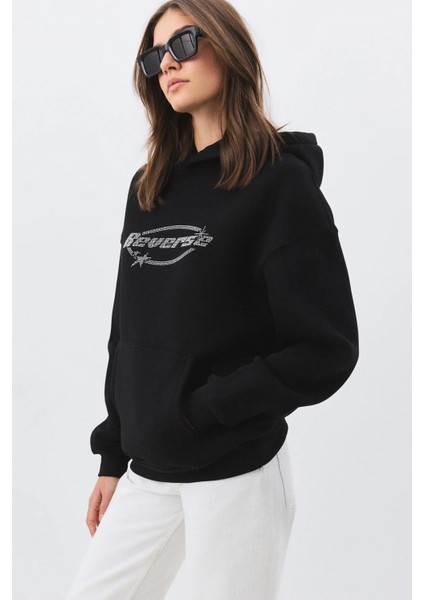 Kadın Taş Baskılı Swestshırt Oversize 3 Iplik modelleri