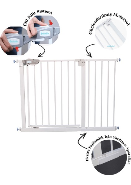 Çift Kilitli Çocuk Güvenlik Kapısı 105-114 cm Arası Kullanım