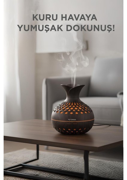 Torıma H15 Koyu Kahve LED Işıklı 300ML Sessiz Ultrasonik Flower Hava Nemlendirici modelleri