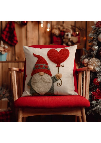 Yılbaşı Noel Baba Nakış Desenli, Dijital Baskılı, Çift Taraflı Kırlent Kılıfı. 2'li Set Kırlent Kılıfı modelleri