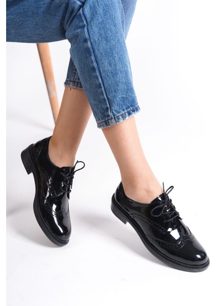 Kadın Günlük Ayakkabı - Oxford Siyah Rugan