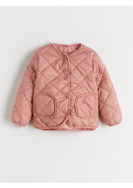 Yeni Sezon Bisiklet Yaka Kapitone Desenli Kız Çocuk Mont