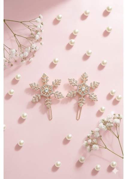 Kar Tanesi Modelli Metal Toka, Metal Klipsli Kar Tanesi Toka (2 Adet)