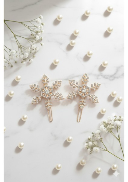 Kar Tanesi Modelli Metal Toka, Metal Klipsli Kar Tanesi Toka (2 Adet) modelleri