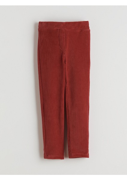 Yeni Sezon Beli Lastikli Basic Kız Çocuk Kadife Tayt