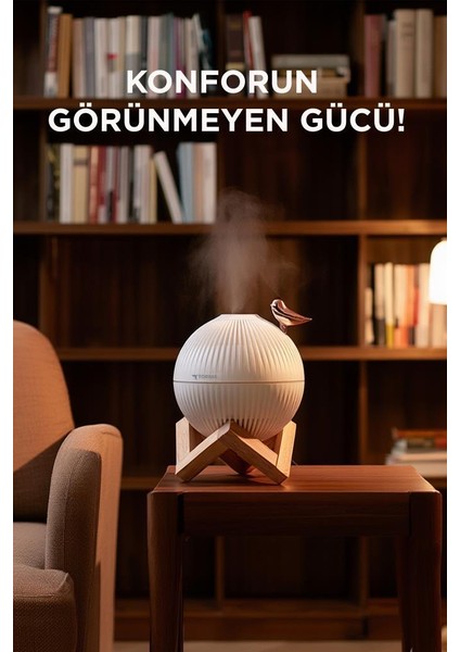 H13 Beyaz Minimalist Kuş Figürlü Ahşap Standlı Gece Lambalı Dekoratif Hava Nemlendiricisi modelleri