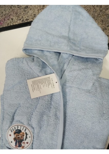 Erkek Çocuk Kapüşonlu Mavi Ayı Desenli Bornoz – “happier Boy” modelleri