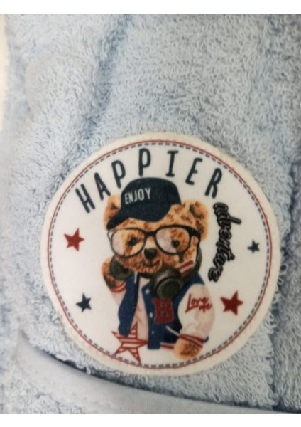 Erkek Çocuk Kapüşonlu Mavi Ayı Desenli Bornoz – “happier Boy” indirimleri