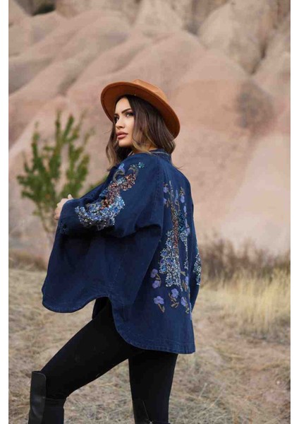 Nakışlı Denim Kimono fiyatları