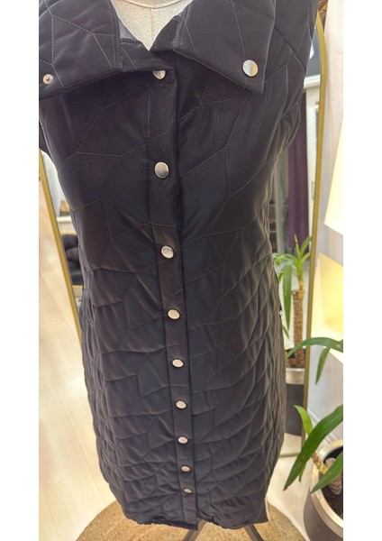 Triko Detaylı Çıtçıtlı Rugan Yelek 7181 Siyah fiyatları