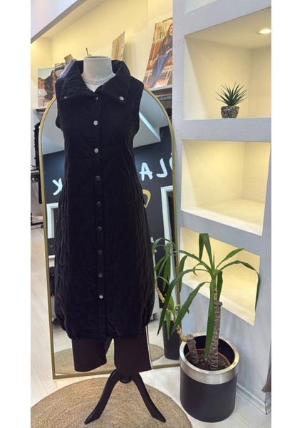 Triko Detaylı Çıtçıtlı Rugan Yelek 7181 Siyah indirimleri