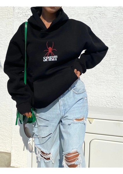 Kadın Spirit Baskılı Swestshırt Oversize 3 Iplik modelleri