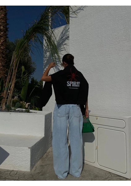 Kadın Spirit Baskılı Swestshırt Oversize 3 Iplik fırsatları