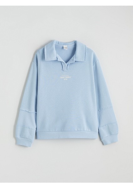 Yeni Sezon Polo Yaka Kız Çocuk Kalın Sweatshirt