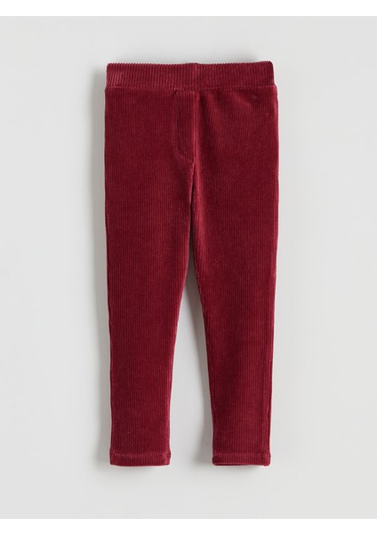 Yeni Sezon Beli Lastikli Basic Kız Çocuk Kadife Tayt