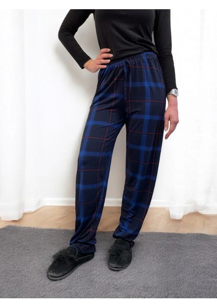 Venüsshopping- Freshness 801 Bayan Beli Lastikli Ekose Süet Tek Pijama Altı modelleri