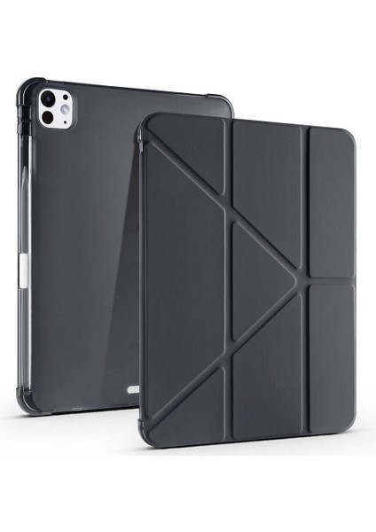 iPad Pro 11 2025 M5 Kılıf Zore Tri Folding Kalem Bölmeli Standlı Kılıf - Siyah