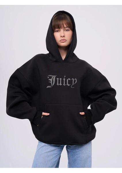 Kadın Taş Baskılı Swestshırt Oversize 3 Iplik