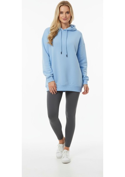 Bebe Mavi Oversize Üç Ip Unisex Sweatshirt