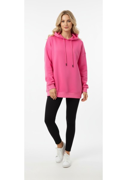 Pembe Oversize Üç Ip Unisex Sweatshirt