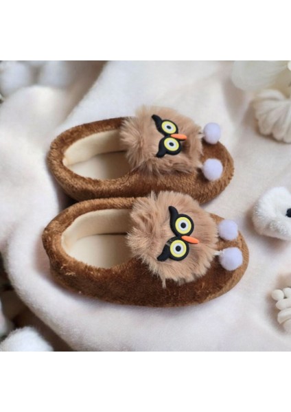 Çocuk Hayvan Figürlü Kahverengi Erkek Kız Unisex Panduf Kışlık Yumuşak Peluş Ev Ayakkabısı fiyatları