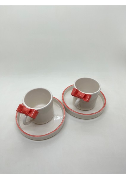 Türk Kahvesi Fincan Takımı 2'li El Yapımı Seramik Fiyonk Desenli 2'li fiyatları