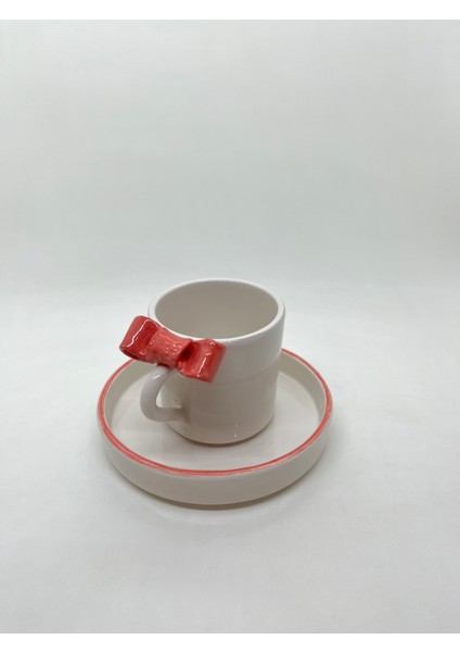 Türk Kahvesi Fincan Takımı 2'li El Yapımı Seramik Fiyonk Desenli 2'li indirimleri