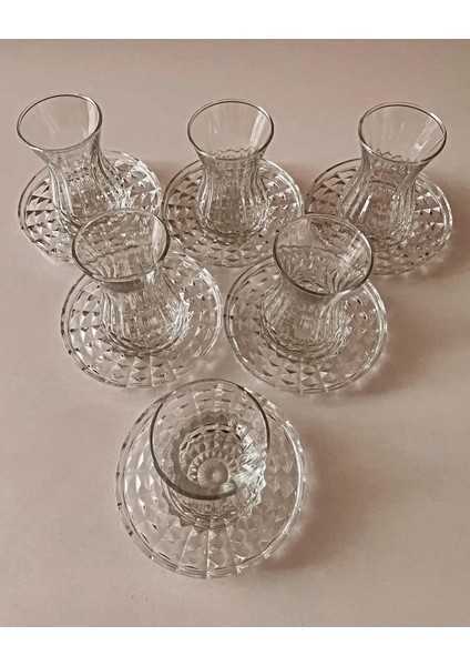 Alin Adela 6'lı Cam Çay Tabağı Çay Tabak Altlığı -RYG8030 fırsatları