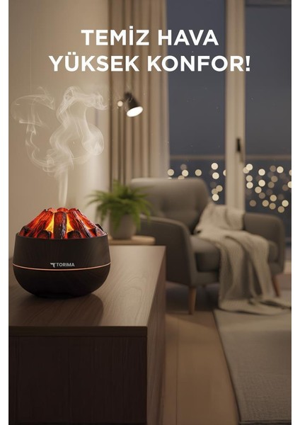 Torıma H11 Koyu Kahve Odun Ateşi Efekli 300ML Sessiz Ultrasonik Hava Nemlendirici fiyatları