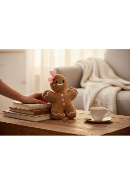 Kurabiye Kız Yılbaşı Dekorasyon 20 cm Peluş Oyuncak