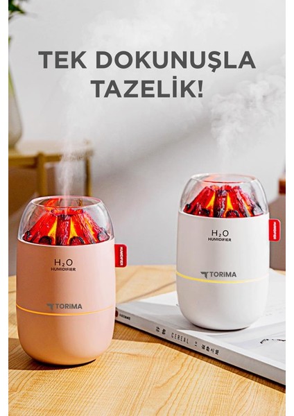 H16 Pembe Odun Ateşi Efekli Hava Nemlendirici Buhar Makinesi 280ML LED Işıklı Sessiz Çalışma modelleri