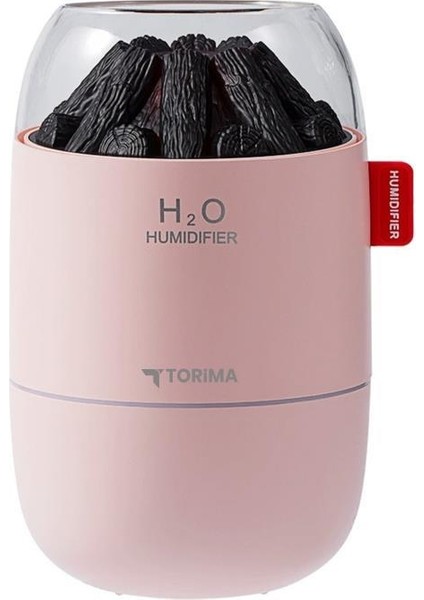 H16 Pembe Odun Ateşi Efekli Hava Nemlendirici Buhar Makinesi 280ML LED Işıklı Sessiz Çalışma fırsatları