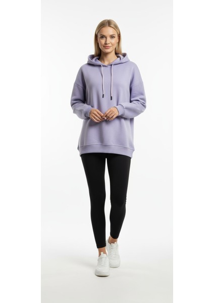 Lila Oversize Üç Ip Unisex Sweatshirt