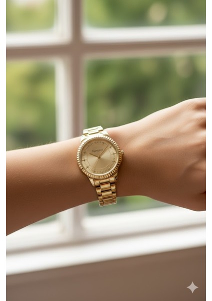 Kadın Kol Saati Altın Renk, Altın Kadran - Şık Metal Kordon, 2 Yıl Garantili modelleri