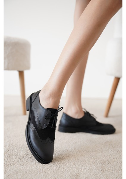 Kadın Günlük Ayakkabı - Oxford Siyah Rugan