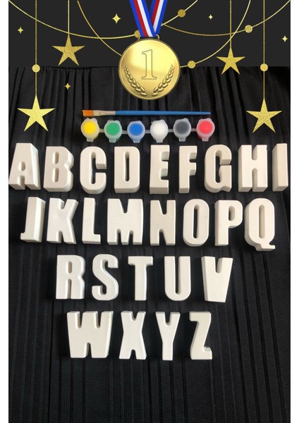 Alfabe (3d) Harfler Taş Boyama Seti Çocuk Gelişimi Eğitici Oyuncaklar Etkinlik Taş Boyama