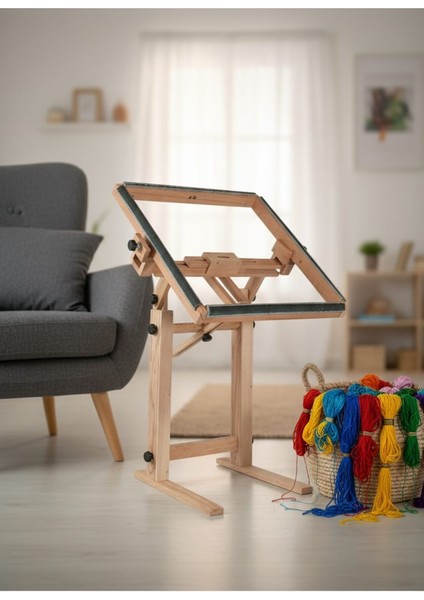 Kasnak Tutucu Ahşap Ayaklı Stand (20CM ile 65CM Arası Tüm Iğneli/telli Kasnak Bağlanabilir Özellik)