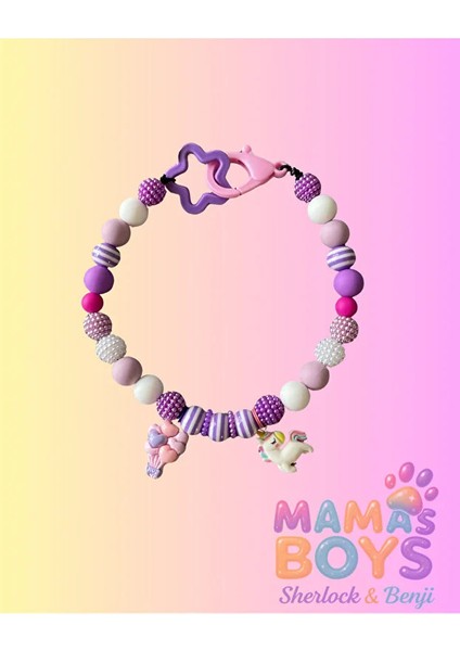 Pembe ve Mor Tonlarında Sevimli Köpek Kolyesi/tasması