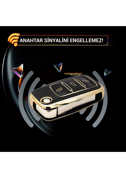 Jetta Golf5 Golf6 Beetle Polo Caddy 3 Buton Sustalı Nano Anahtar Kılıfı - Siyah modelleri