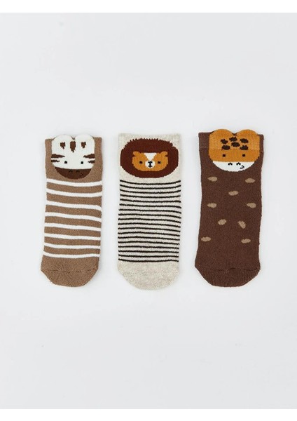 Desenli Erkek Bebek Soket Çorap 3'lü (W5)