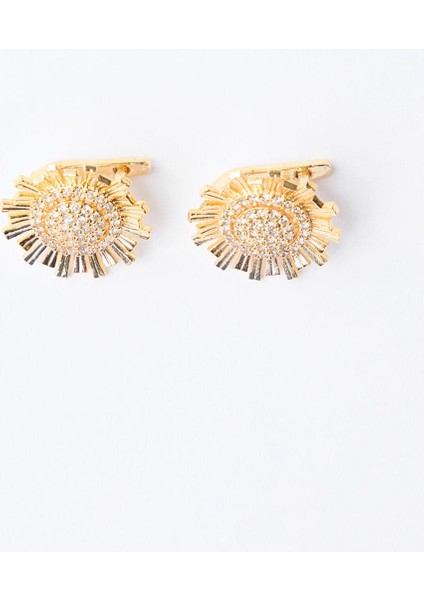 Altın Rengi Güneş Formlu Işıltılı Zarif Küpe modelleri