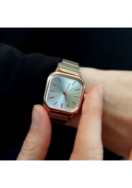 Quartz,Gümüş, Rose, Çift Renk, Metal Kordon, Vintage, Kare , Minimal Çelik, Kadın Kol Saati fiyatları