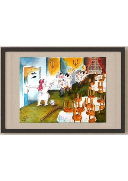 Octavian Qovari 35X25CM Orijinal Karikatür Tablo