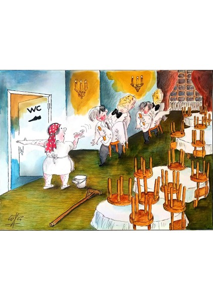 Octavian Qovari 35X25CM Orijinal Karikatür Tablo modelleri