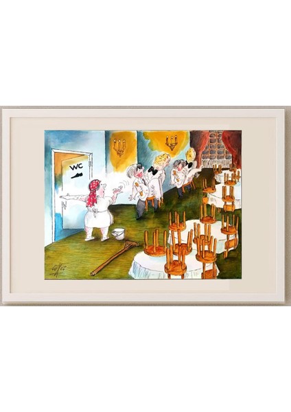 Octavian Qovari 35X25CM Orijinal Karikatür Tablo fırsatları