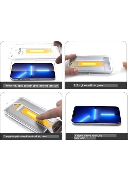 iPhone 17 Pro Uyumlu Kolay Uygulama Aparatlı Antistatic 9h Hd Temperli Cam Ekran Koruyucu ve Kiti