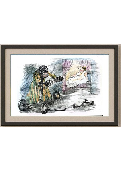 Borigen 29X21CM Orijinal Karikatür Tablo