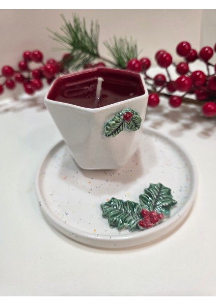 Yılbaşı Temalı Dekoratif Seramik Jel Mum