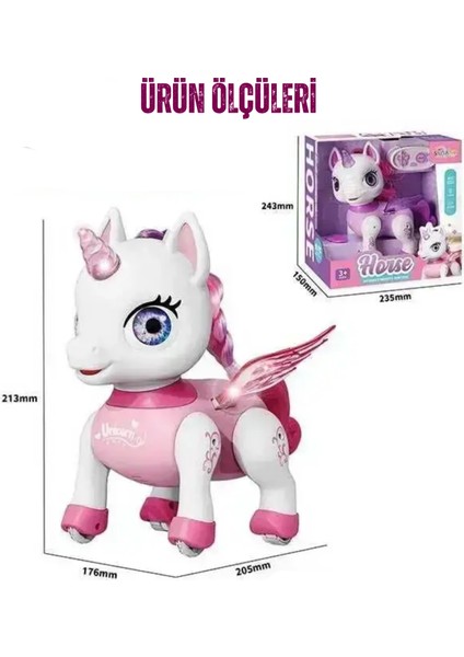 Oyuncak Uzaktan Kumandalı Robot Kedi ve Unicorn Ponny Oturup Kalkabilen Şarjlı LED Işıklı Sesli Dans Eden Toy Cat