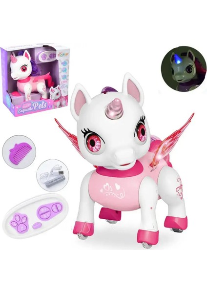 Oyuncak Uzaktan Kumandalı Robot Kedi ve Unicorn Ponny Oturup Kalkabilen Şarjlı LED Işıklı Sesli Dans Eden Toy Cat fiyatları